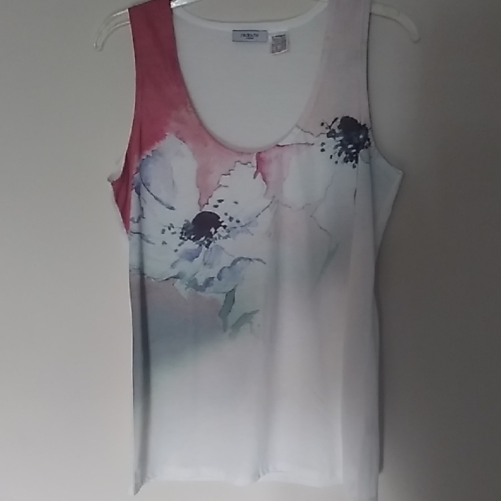 Floral Print Sleeveless Top - White and Pink